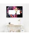Canvas wall art painting - Colourful giraffe on black background | FEEBY