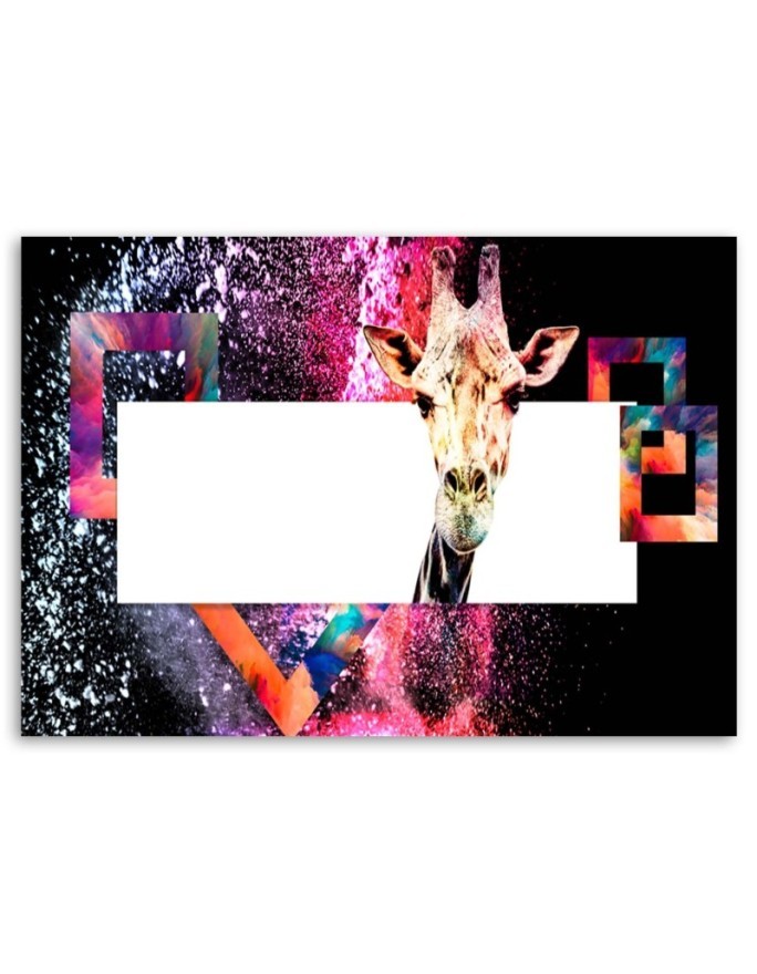 Canvas wall art painting - Colourful giraffe on black background | FEEBY