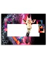 Canvas wall art painting - Colourful giraffe on black background | FEEBY