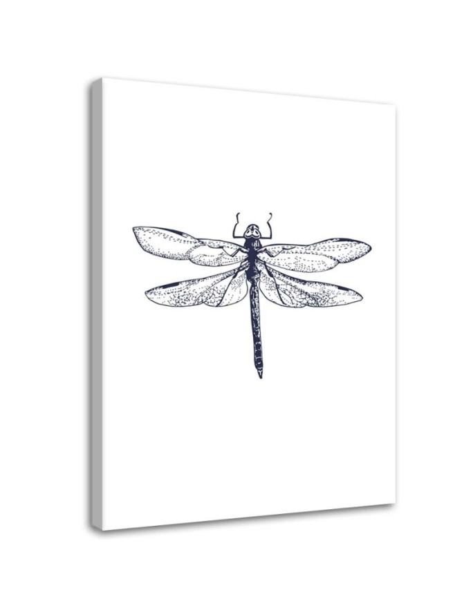 Wall art decoration - Drawn dragonfly - Canvas painting | FEEBY