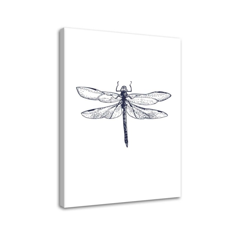 Wall art decoration - Drawn dragonfly - Canvas painting | FEEBY