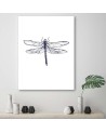 Wall art decoration - Drawn dragonfly - Canvas painting | FEEBY