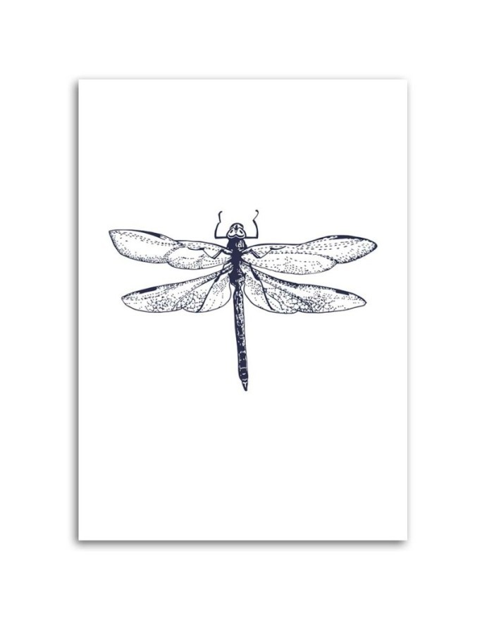 Wall art decoration - Drawn dragonfly - Canvas painting | FEEBY