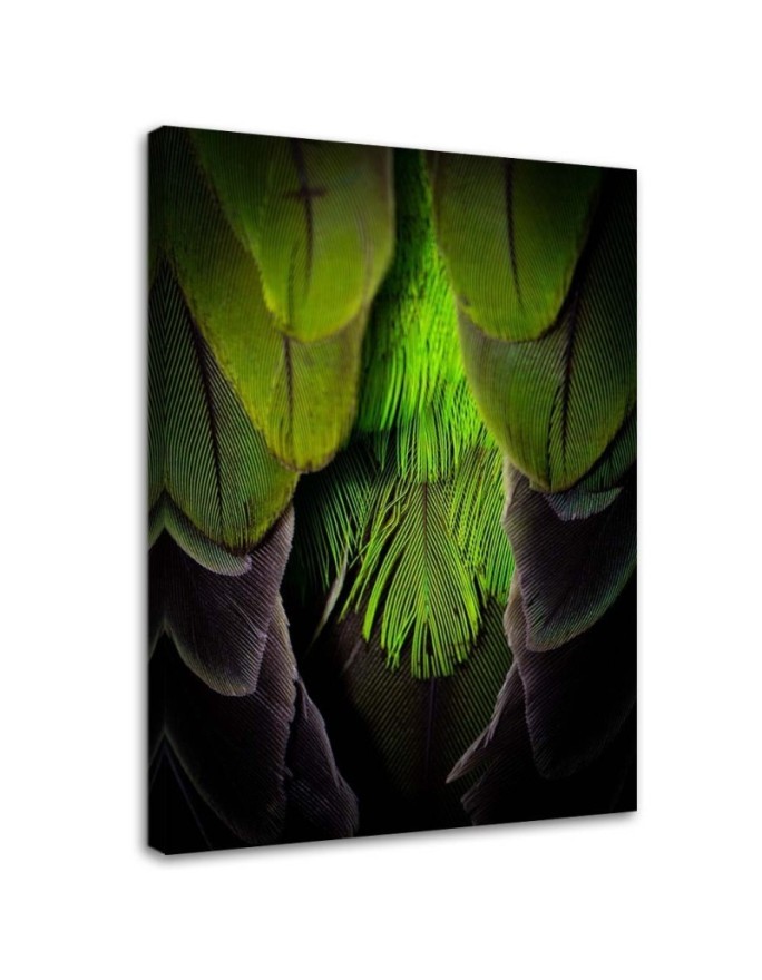 Decorative Canvas painting on canvas - Green feathers | FEEBY
