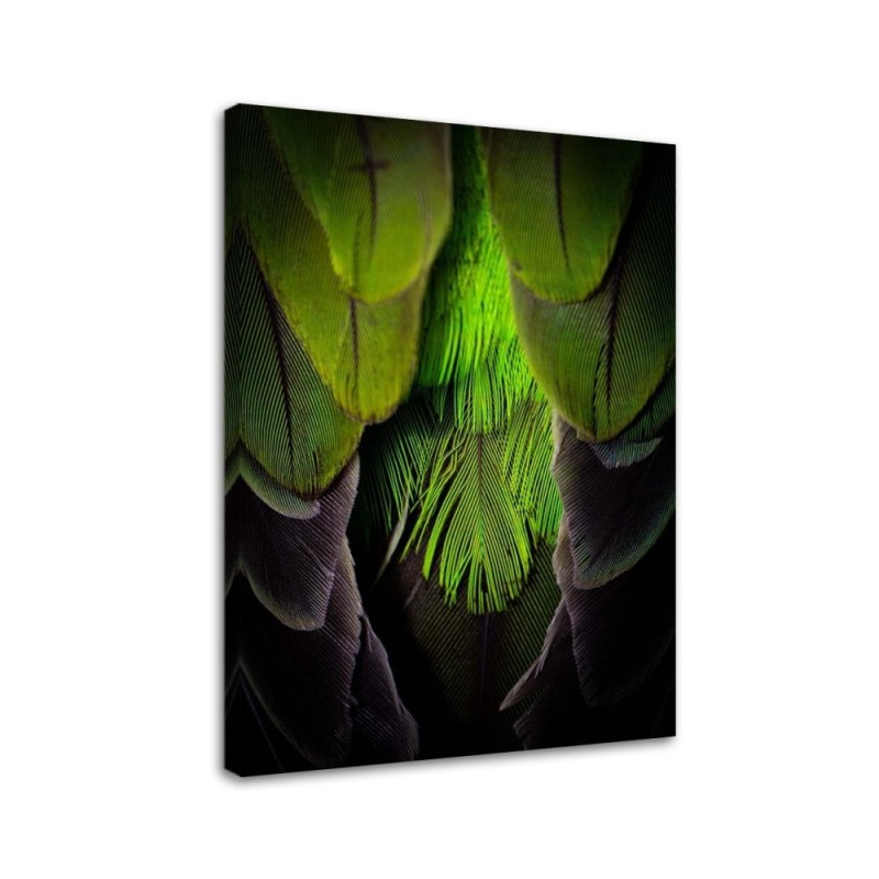 Decorative Canvas painting on canvas - Green feathers | FEEBY
