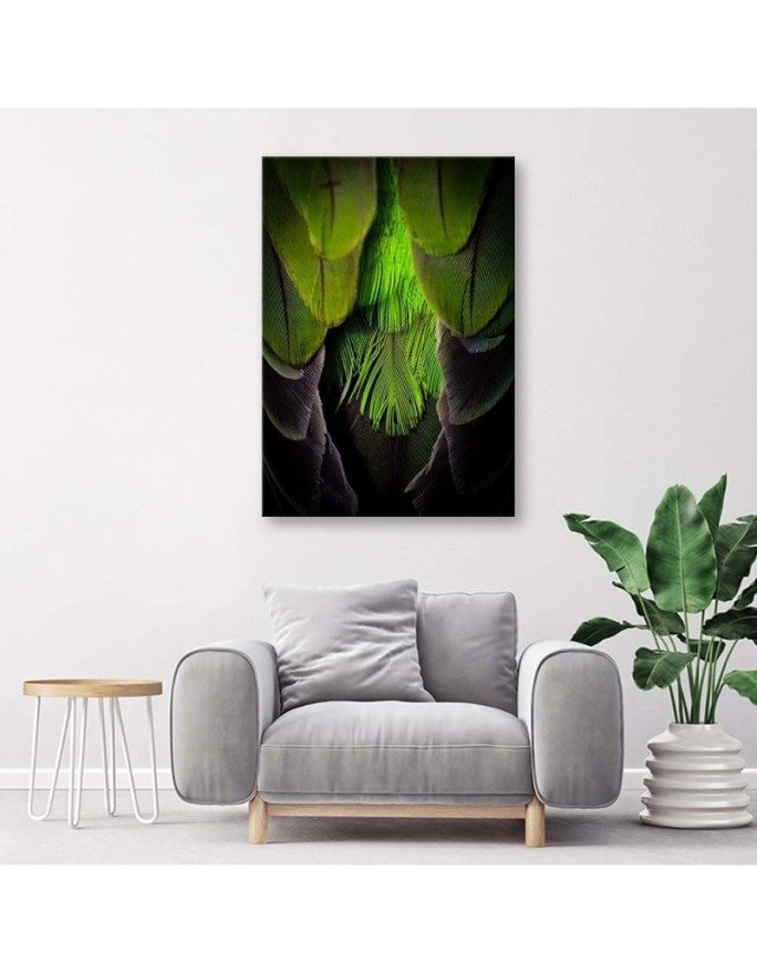 Decorative Canvas painting on canvas - Green feathers | FEEBY