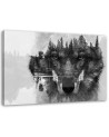 Canvas painting for living room wall art - Black wolf on the background of the forest | FEEBY