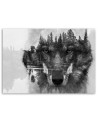 Canvas painting for living room wall art - Black wolf on the background of the forest | FEEBY