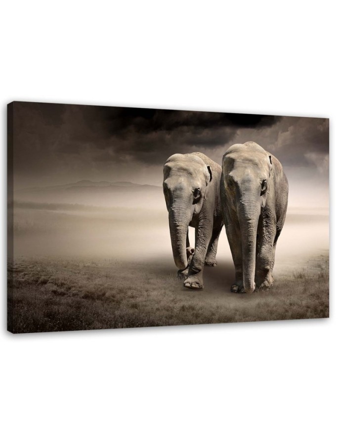 Canvas painting for living room - Elephants in the desert | FEEBY