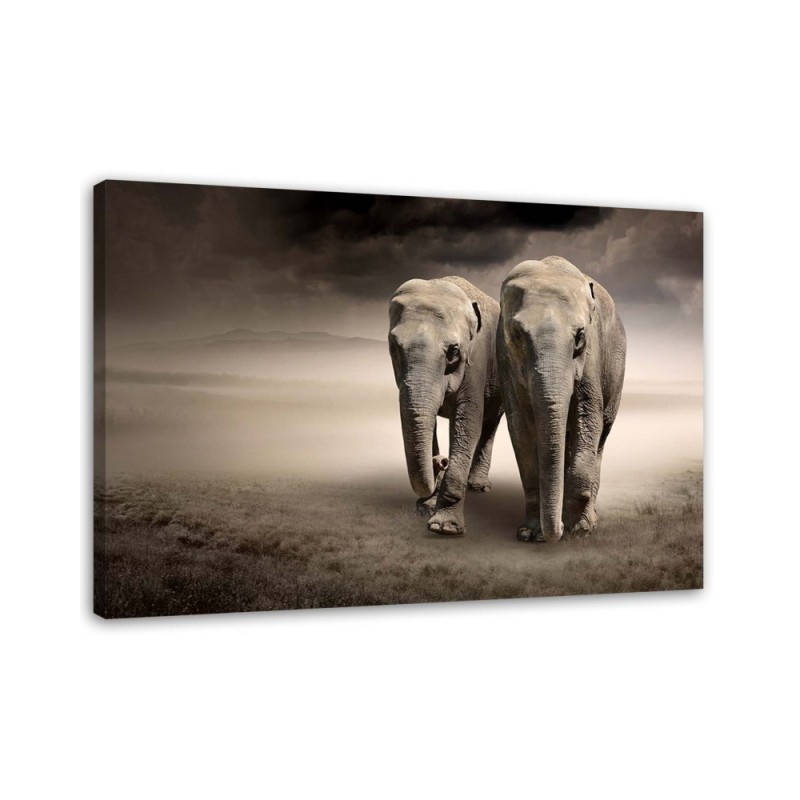 Canvas painting for living room - Elephants in the desert | FEEBY