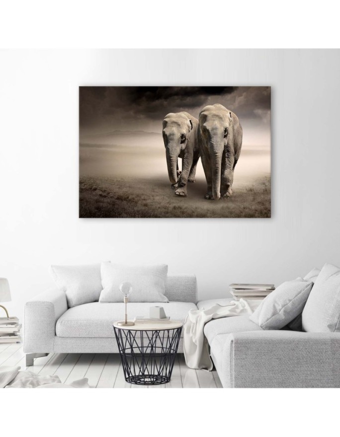 Canvas painting for living room - Elephants in the desert | FEEBY