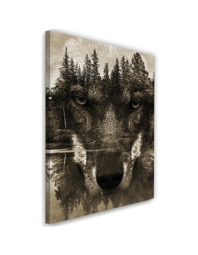 Wall art decoration - Black Wolf abstract sepia | FEEBY