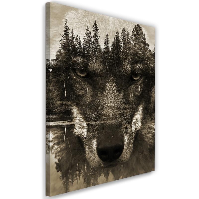 Wall art decoration - Black Wolf abstract sepia | FEEBY