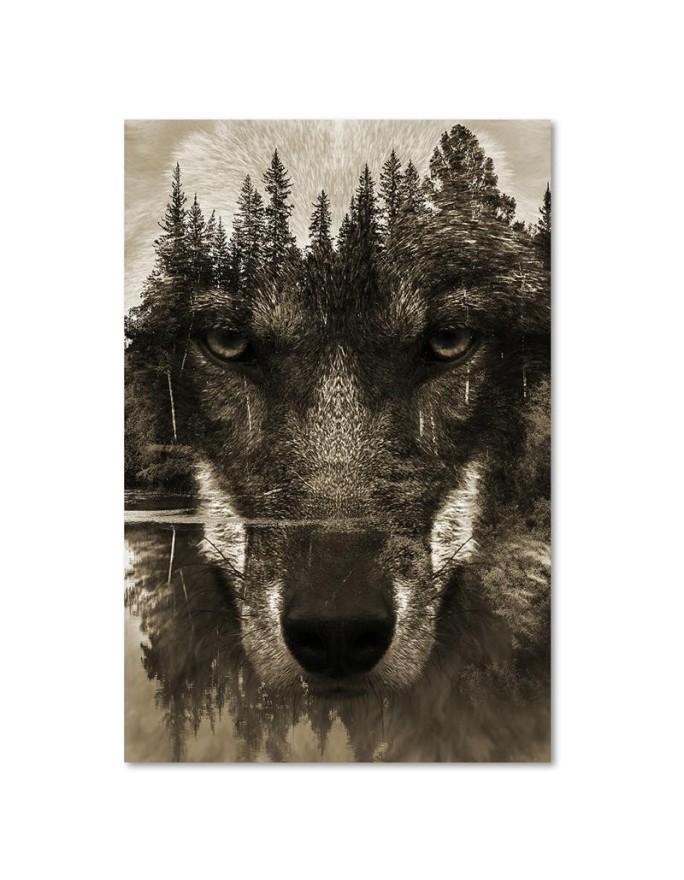 Wall art decoration - Black Wolf abstract sepia | FEEBY