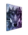 Abstract wolf on the background of a forest and lake - Modern Canvas painting | FEEBY