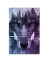 Abstract wolf on the background of a forest and lake - Modern Canvas painting | FEEBY