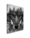 Canvas prints for living room - Black Wolf in fog | FEEBY