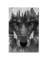 Canvas prints for living room - Black Wolf in fog | FEEBY