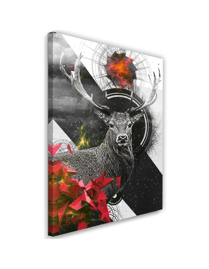 Abstract Deer and shapes canvas painting | FEEBY
