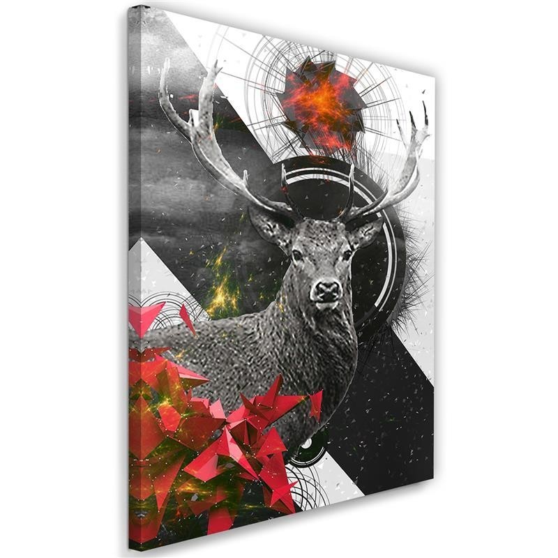 Abstract Deer and shapes canvas painting | FEEBY