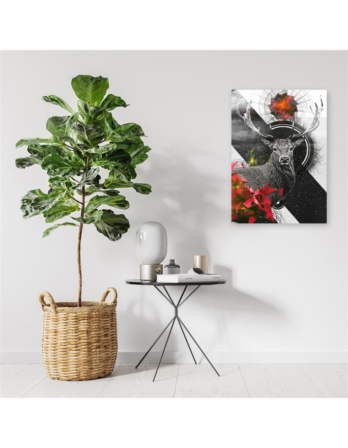 Abstract Deer and shapes canvas painting | FEEBY