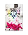 Abstract colourful cat - Wall art decoration for living room | FEEBY