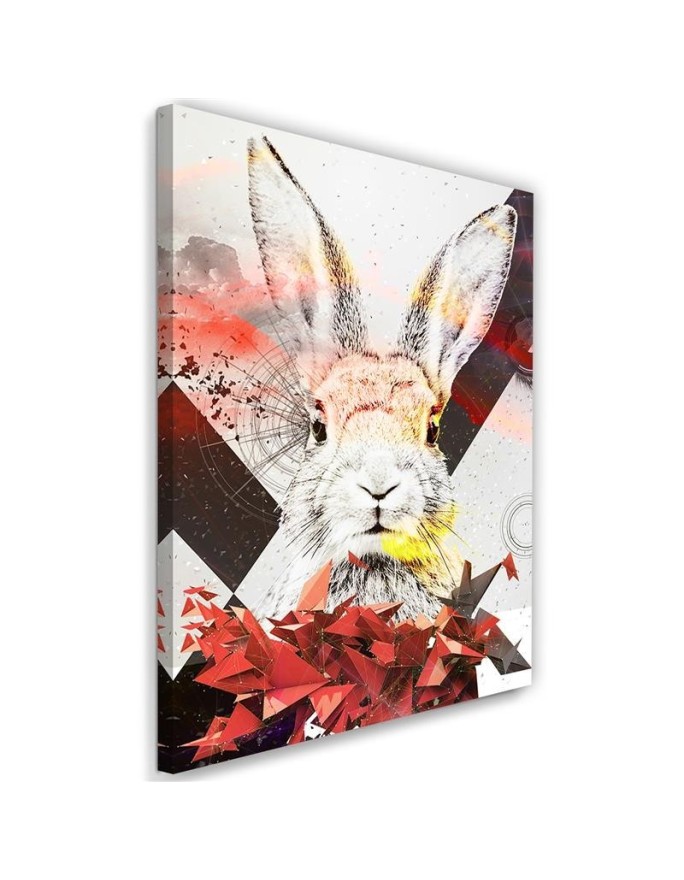 Abstract colourful rabbit - Decorative Canvas  painting for living room | FEEBY