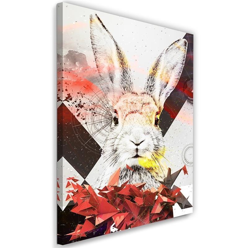 Abstract colourful rabbit - Decorative Canvas  painting for living room | FEEBY
