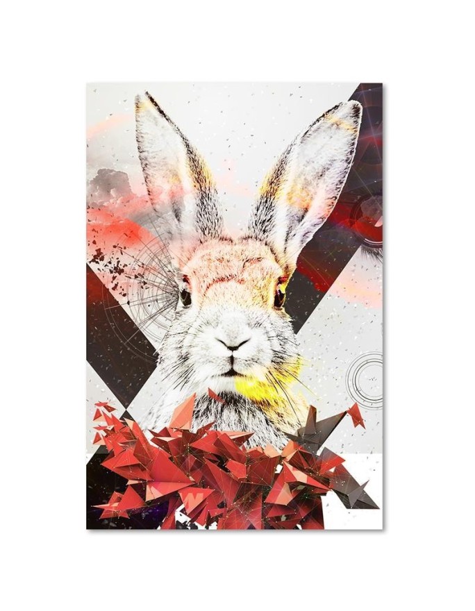 Abstract colourful rabbit - Decorative Canvas  painting for living room | FEEBY