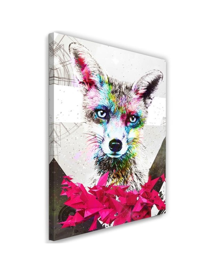 Decorative canvas painting for living room - Abstract colourful fox | FEEBY