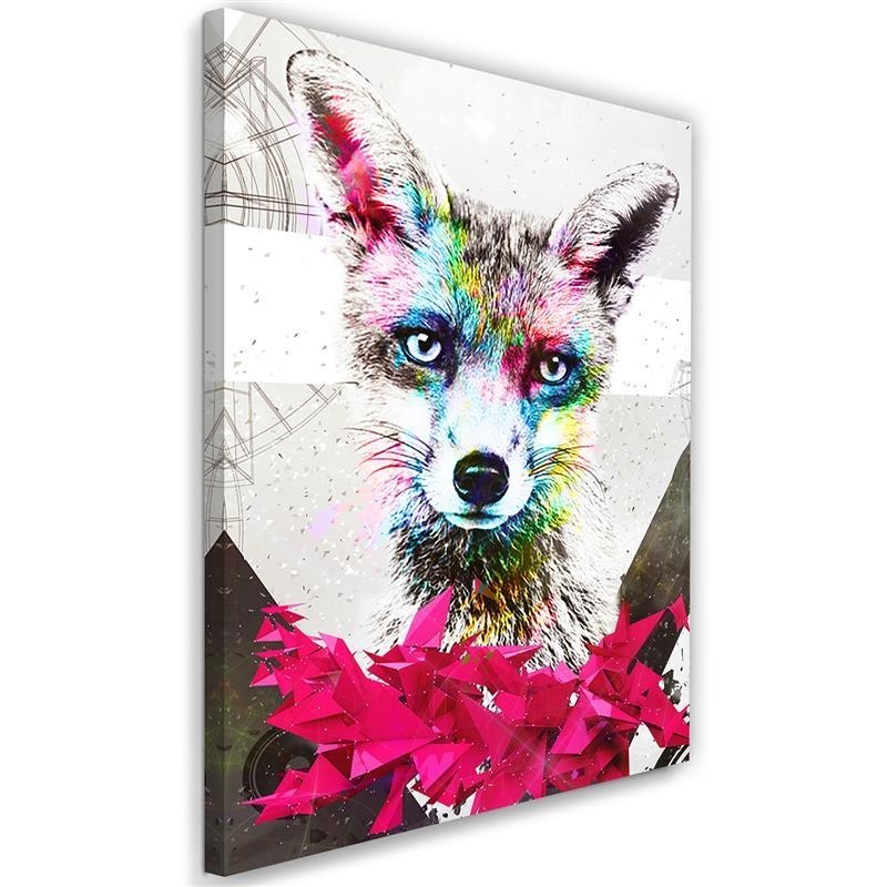 Decorative canvas painting for living room - Abstract colourful fox | FEEBY