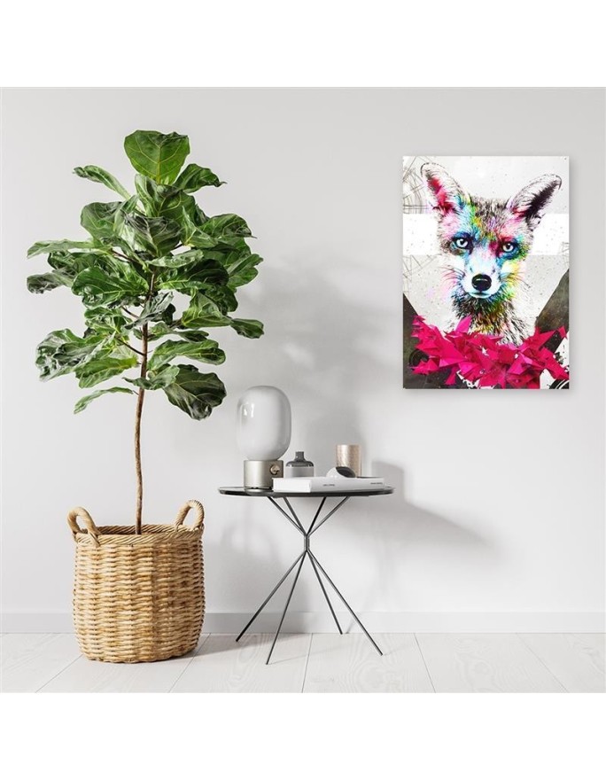 Decorative canvas painting for living room - Abstract colourful fox | FEEBY