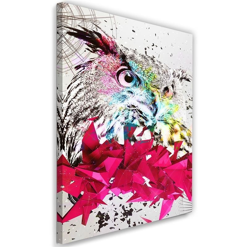 Nursery Art Prints Modern canvas painting - Abstract owl and shapes | FEEBY