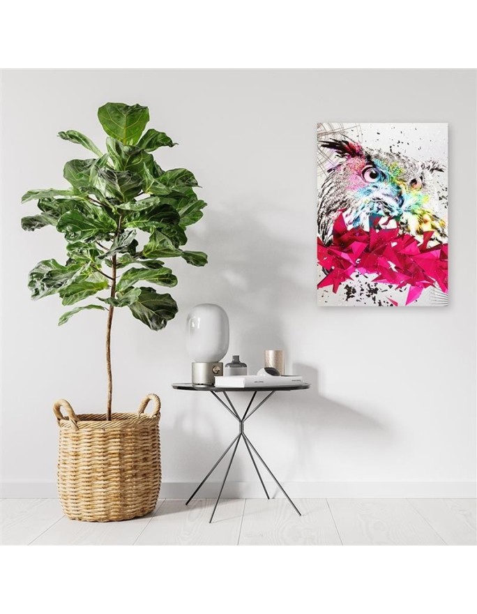 Nursery Art Prints Modern canvas painting - Abstract owl and shapes | FEEBY