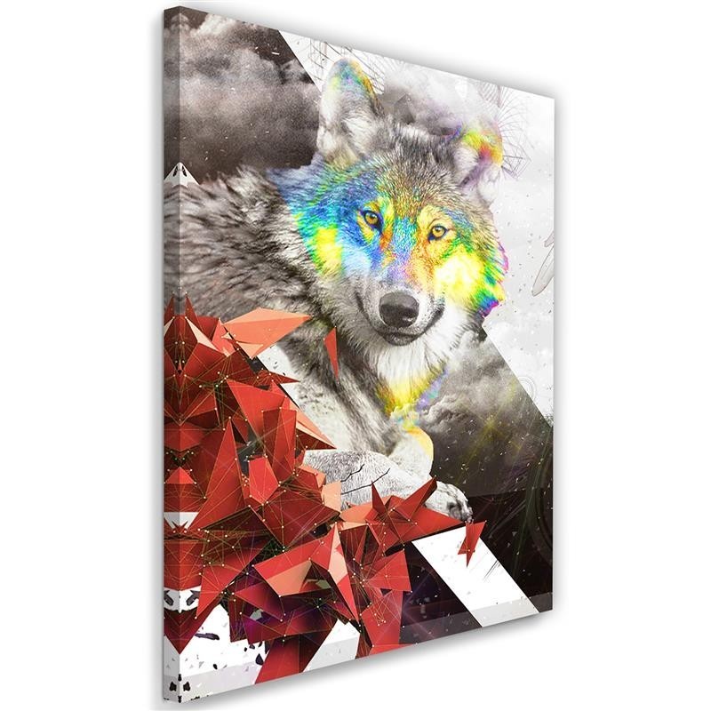 Canvas prints for bedroom - Abstract colourful wolf | FEEBY