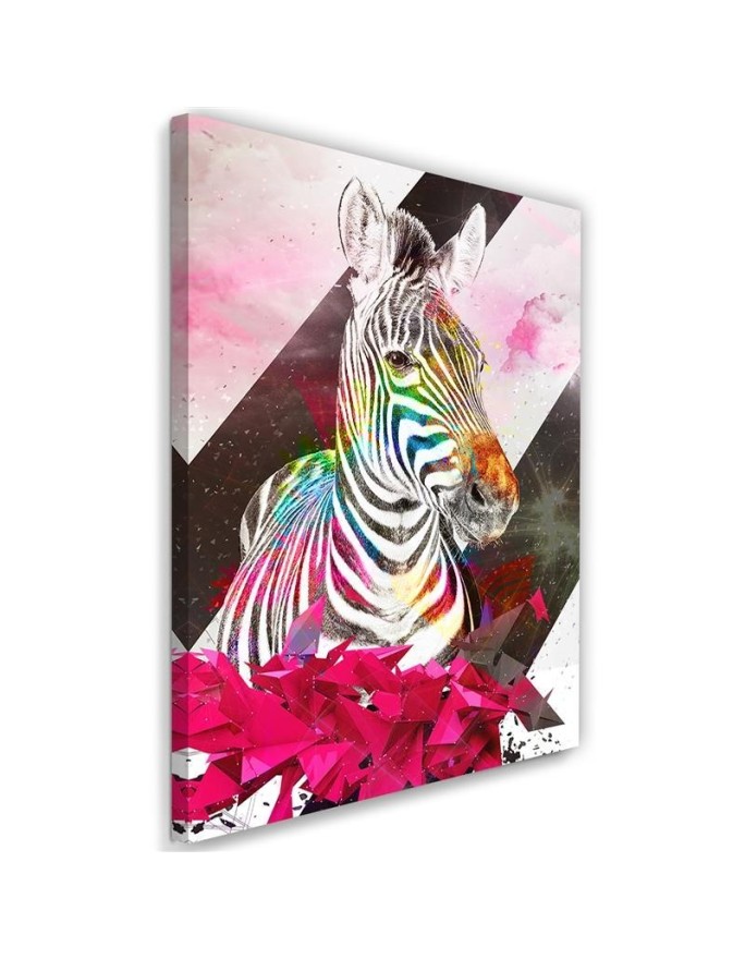 Abstract colourful zebra - Modern canvas painting | FEEBY