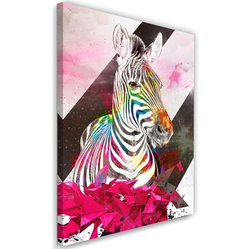 Abstract colourful zebra - Modern canvas painting | FEEBY