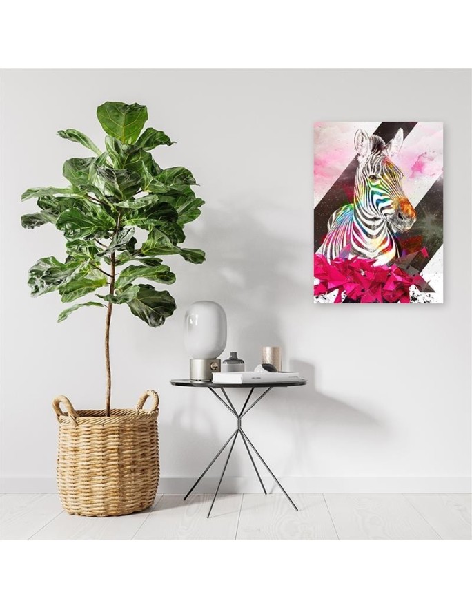 Abstract colourful zebra - Modern canvas painting | FEEBY