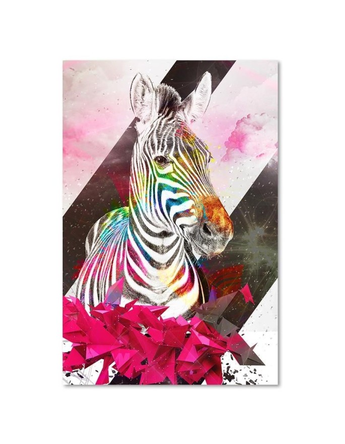 Abstract colourful zebra - Modern canvas painting | FEEBY