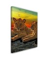 Canvas painting for bedroom - Lions on the savannah | FEEBY
