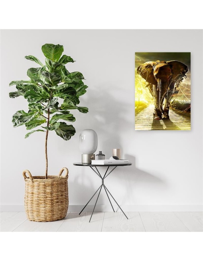 Canvas painting - Elephant on the road - Living room decoration | FEEBY