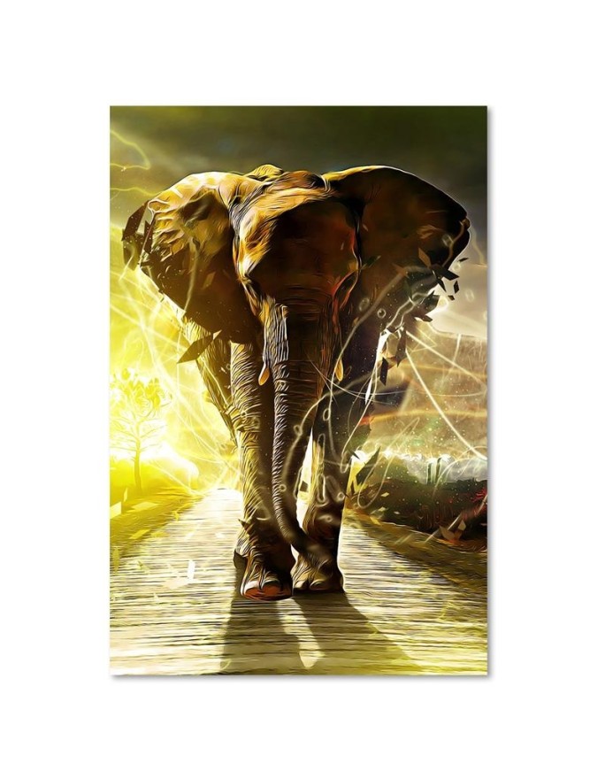 Canvas painting - Elephant on the road - Living room decoration | FEEBY