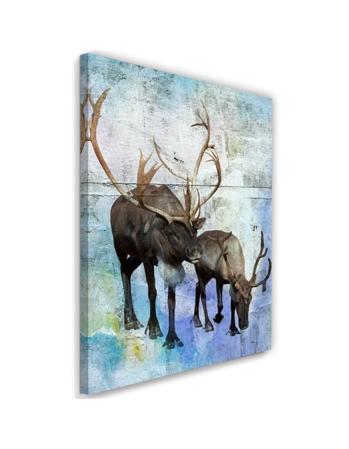Living room Wall art decoration - Deer and reindeer in winter | FEEBY