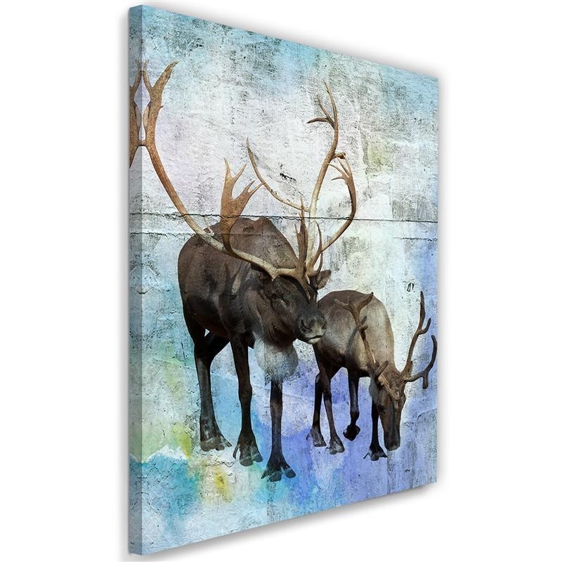 Living room Wall art decoration - Deer and reindeer in winter | FEEBY
