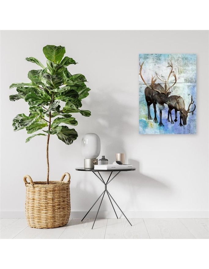 Living room Wall art decoration - Deer and reindeer in winter | FEEBY