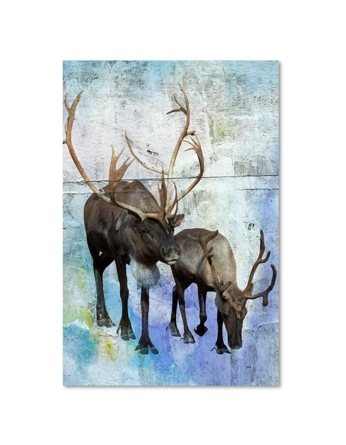 Living room Wall art decoration - Deer and reindeer in winter | FEEBY