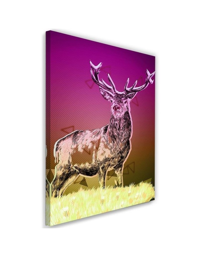 Canvas painting - Deer in the snow on a colourful background | FEEBY