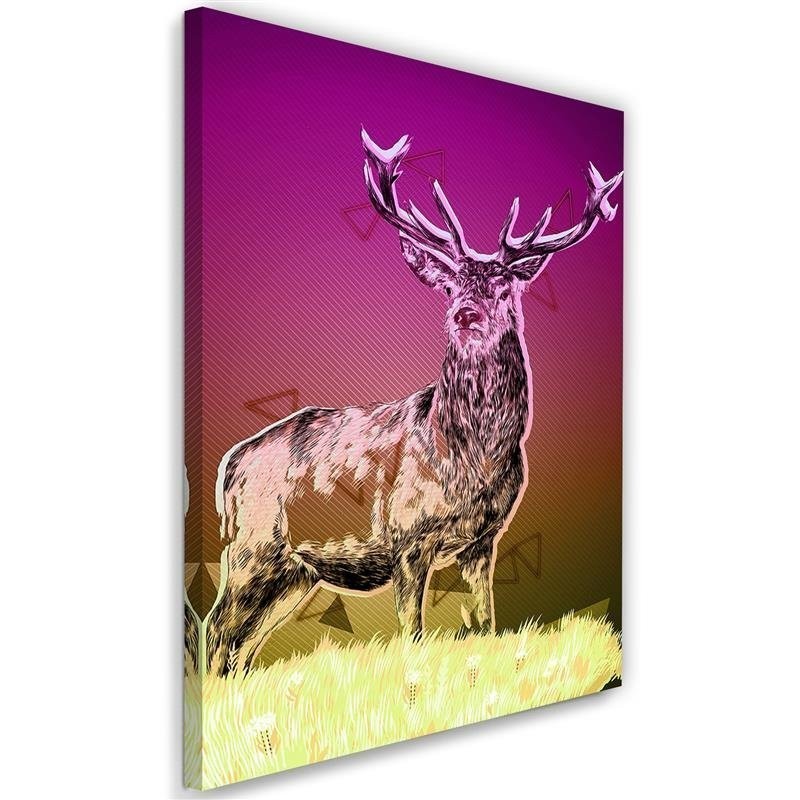 Canvas painting - Deer in the snow on a colourful background | FEEBY