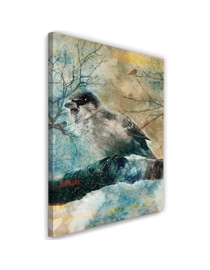 Wall art canvas decoration - Bird on a branch | FEEBY