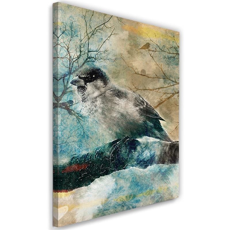 Wall art canvas decoration - Bird on a branch | FEEBY